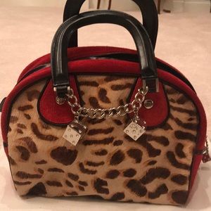 Christian Dior pony hair bowler dice purse